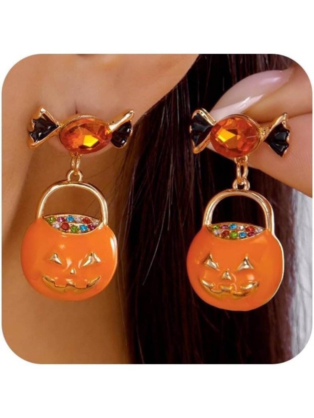 Women's Orange Cute Dangle Dangle Halloween Earring Trendy Costume Accessories